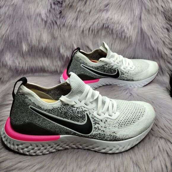 Nike Epic React Flyknit Running Sneakers Womens Size 9.5 White Pink BQ8927-103 - Picture 2 of 8